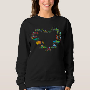 Colourful Construction Vehicles Heart Children  Id Sweatshirt
