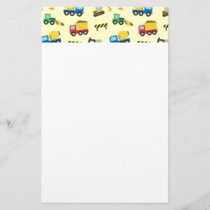 Colourful Construction Vehicles Pattern for Boys Stationery