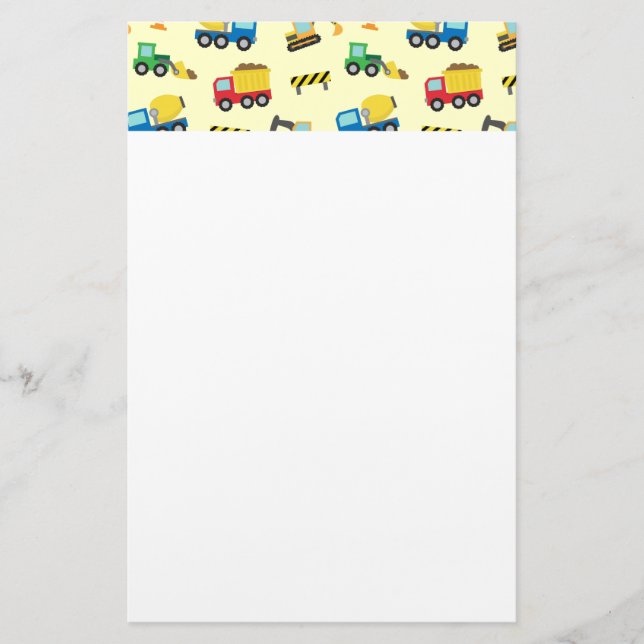 Colourful Construction Vehicles Pattern for Boys Stationery (Front)