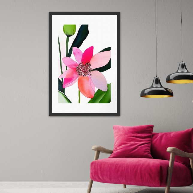 Colourful Contemporary Flower unframed Poster (Add a pop of color to your room with this striking floral print.)