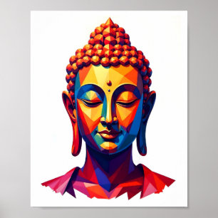 Colourful Contemporary Geometric Digital Art Buddh Poster