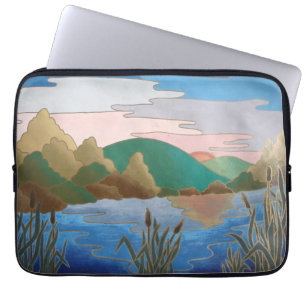 colourful contempory abstract art landscape laptop sleeve