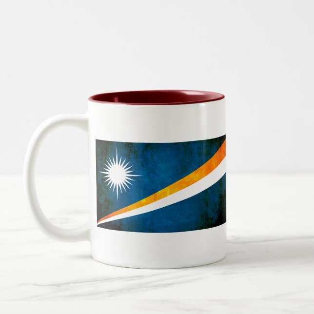 Colourful Contrast Marshallese Flag Two-Tone Coffee Mug (Left)