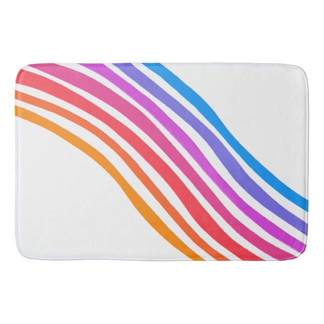 Colourful Cool & Fun Stripes Bath Mat (Front)