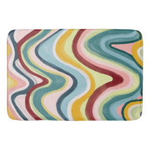 Colourful Cool & Fun Waves Stripes Bath Mat