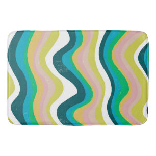 Colourful Cool & Fun Waves Stripes Bath Mat