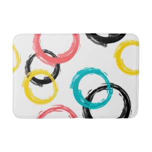 Colourful, cool, modern,trendy brush stroke circle bath mat