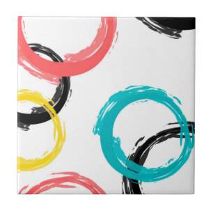 Colourful, cool, modern,trendy brush stroke circle ceramic tile