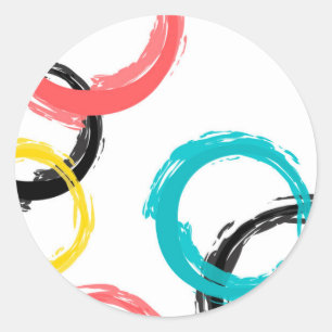 Colourful, cool, modern,trendy brush stroke circle classic round sticker