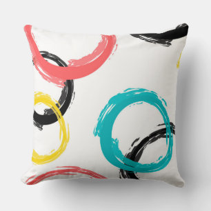 Colourful, cool, modern,trendy brush stroke circle cushion