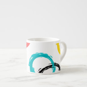 Colourful, cool, modern,trendy brush stroke circle espresso cup