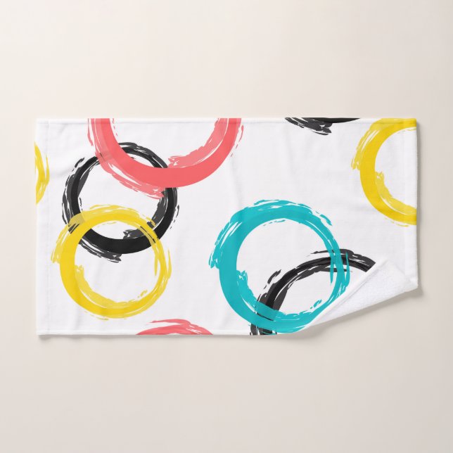 Colourful, cool, modern,trendy brush stroke circle hand towel (Hand Towel)