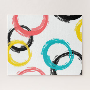 Colourful, cool, modern,trendy brush stroke circle jigsaw puzzle