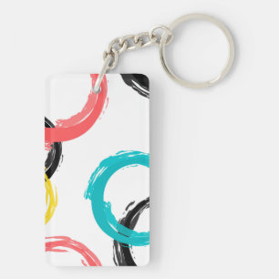 Colourful, cool, modern,trendy brush stroke circle key ring