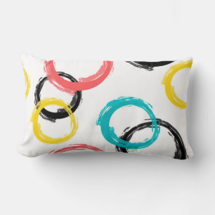Colourful, cool, modern,trendy brush stroke circle lumbar cushion
