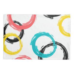 Colourful, cool, modern,trendy brush stroke circle pillowcase