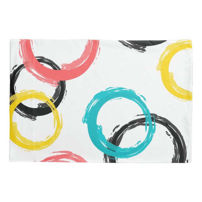 Colourful, cool, modern,trendy brush stroke circle pillowcase (Back)