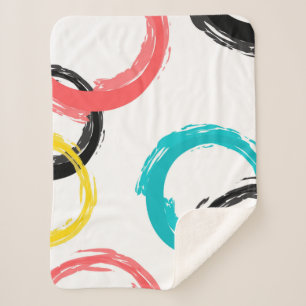 Colourful, cool, modern,trendy brush stroke circle sherpa blanket