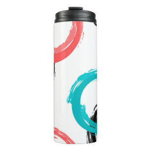 Colourful, cool, modern,trendy brush stroke circle thermal tumbler