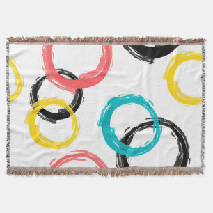 Colourful, cool, modern,trendy brush stroke circle throw blanket