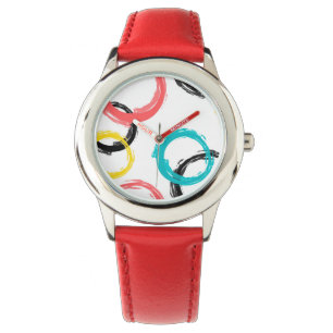 Colourful, cool, modern,trendy brush stroke circle watch
