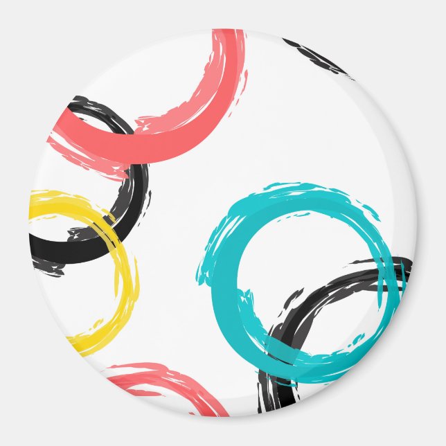 Colourful, cool, modern,trendy brush stroke magnet (Front)