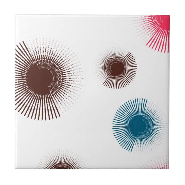 Colourful, cool, trend urban brush strokes circles ceramic tile (Front)