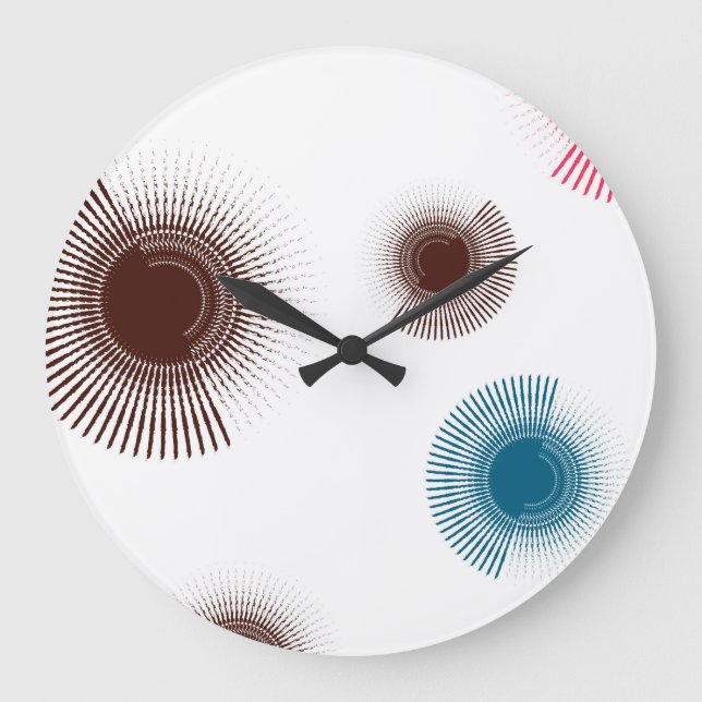 Colourful, cool, trend urban brush strokes circles large clock (Front)