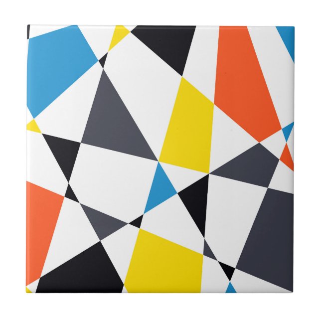 Colourful, cool, trendy, modern geometric shapes ceramic tile (Front)