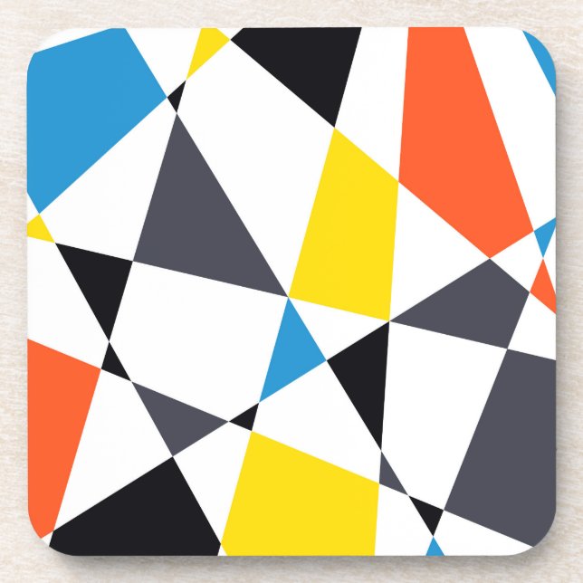 Colourful, cool, trendy, modern geometric shapes coaster (Front)