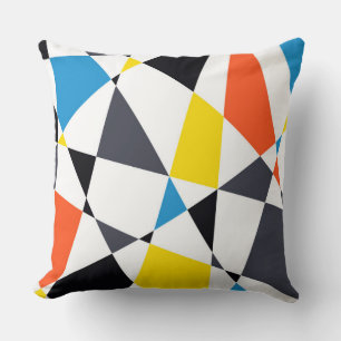 Colourful, cool, trendy, modern geometric shapes cushion