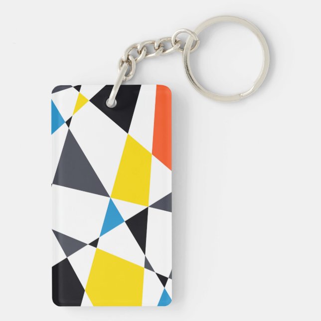 Colourful, cool, trendy, modern geometric shapes key ring (Back)