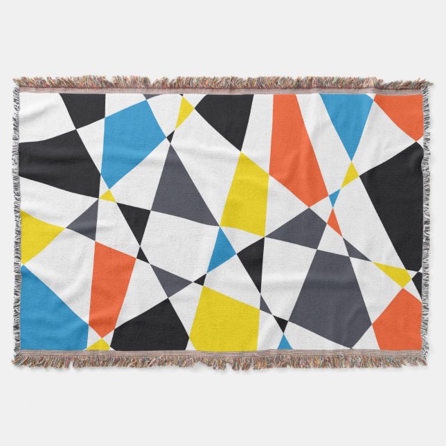 Colourful, cool, trendy, modern geometric shapes throw blanket (Front)