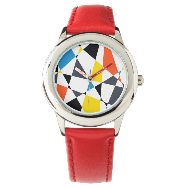 Colourful, cool, trendy, modern geometric shapes watch (Front)