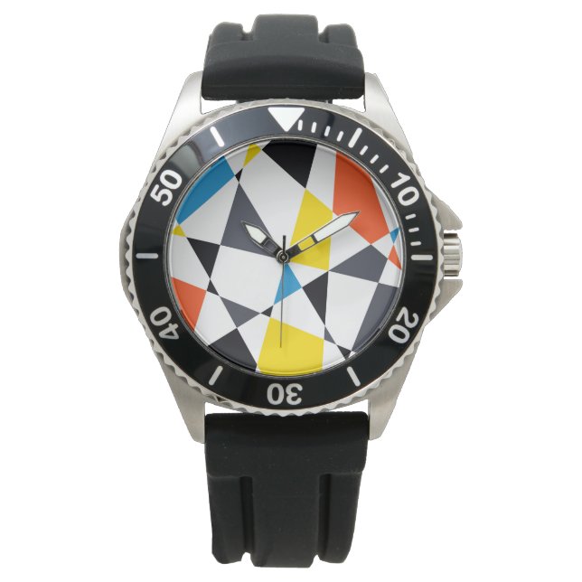Colourful, cool, trendy, modern geometric shapes watch (Front)