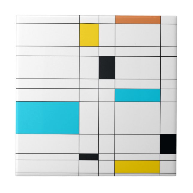 Colourful, cool, trendy, modern illustration art ceramic tile (Front)