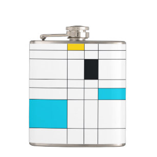 Colourful, cool, trendy, modern illustration art hip flask