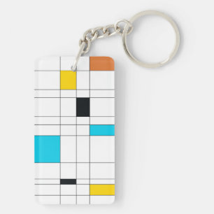 Colourful, cool, trendy, modern illustration art key ring
