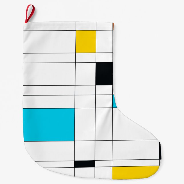 Colourful, cool, trendy, modern illustration art large christmas stocking (Front)