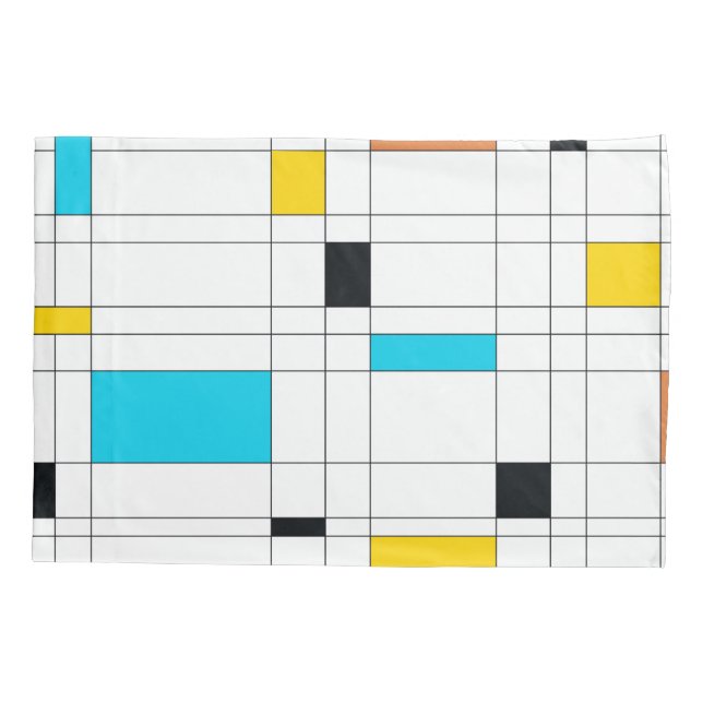 Colourful, cool, trendy, modern illustration art pillowcase (Back)