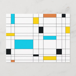 Colourful, cool, trendy, modern illustration art postcard
