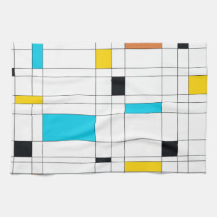 Colourful, cool, trendy, modern illustration art tea towel