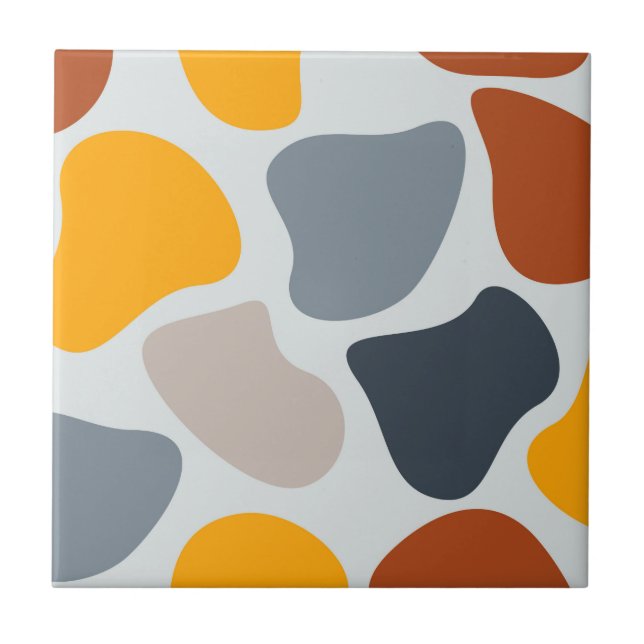 Colourful, cool, trendy, modern organic geometric ceramic tile (Front)
