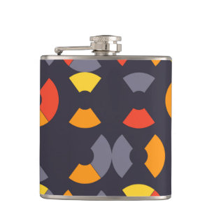 Colourful, cool, trendy, modern, urban circular ar hip flask