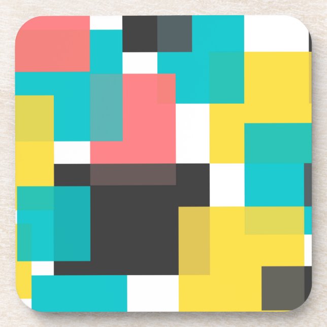 Colourful, cool, trendy, urban geometric shape art coaster (Front)