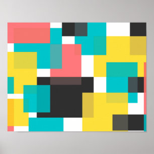 Colourful, cool, trendy, urban geometric shape art poster