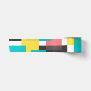Colourful, cool, trendy, urban geometric shape art satin ribbon