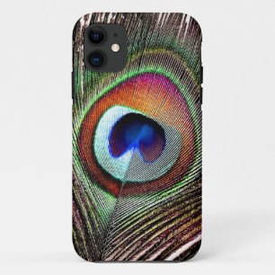 Colourful Copper Peacock Feather iPhone 11 Case