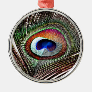 Colourful Copper Peacock Feather Metal Ornament