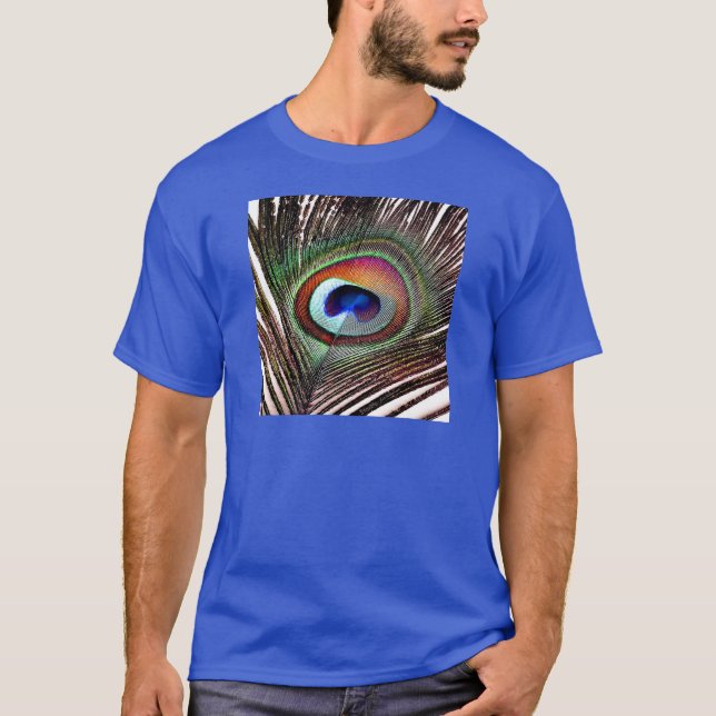 Colourful Copper Peacock Feather T-Shirt (Front)